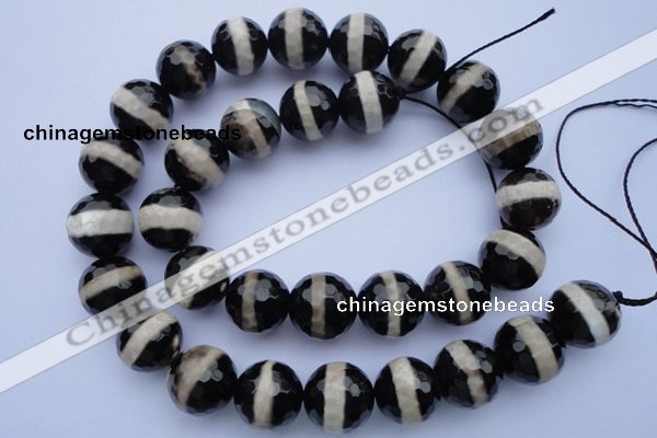 CAG1880 15.5 inches 10mm faceted round tibetan agate beads wholesale