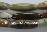 CAG1925 15.5 inches 8*30mm rice green magic agate beads wholesale