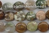 CAG1928 15.5 inches 12mm flat round green magic agate beads
