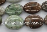 CAG1939 15.5 inches 15*20mm oval green magic agate beads