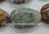 CAG1957 15.5 inches 20*30mm flat teardrop green magic agate beads