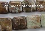CAG1963 15.5 inches 16*16mm square green magic agate beads