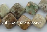 CAG1970 15.5 inches 14*14mm diamond green magic agate beads