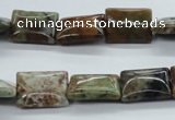 CAG1978 15.5 inches 12*16mm rectangle green magic agate beads