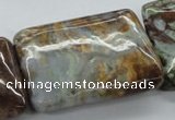 CAG1983 15.5 inches 25*35mm rectangle green magic agate beads