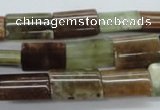 CAG1984 15.5 inches 10*15mm flat tube green magic agate beads
