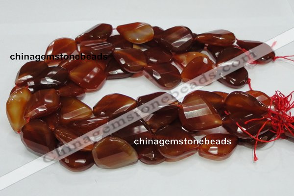 CAG230 15.5 inches 22*30mm faceted twisted teardrop red agate beads