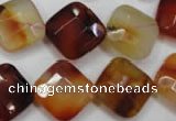 CAG2402 15.5 inches 16*16mm faceted diamond red agate beads wholesale