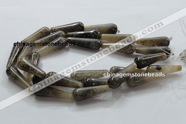 CAG255 15.5 inches 14*40mm teardrop dragon veins agate beads