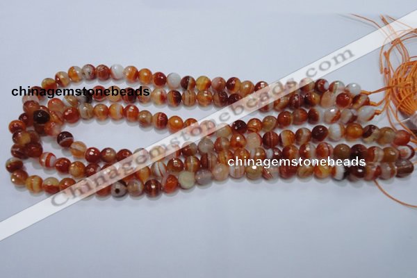 CAG2702 15.5 inches 8mm faceted round red line agate beads