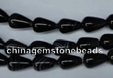 CAG2961 15.5 inches 6*10mm teardrop black line agate beads