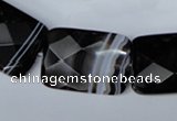 CAG3104 15.5 inches 18*25mm faceted rectangle black line agate beads