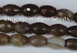 CAG3129 15.5 inches 10*14mm faceted rice brown line agate beads