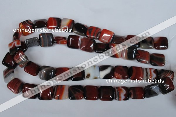 CAG3248 15.5 inches 16*16mm square red line agate beads