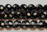 CAG3352 15.5 inches 8mm carved round black agate beads wholesale