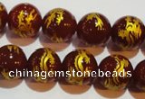 CAG3411 15.5 inches 14mm carved round red agate beads wholesale