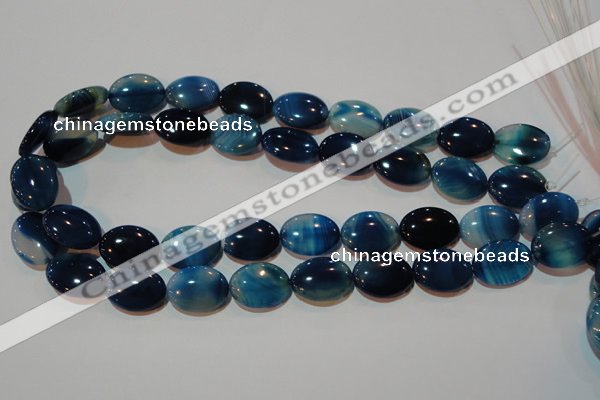 CAG3481 15.5 inches 15*20mm oval blue line agate beads