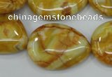 CAG3630 15.5 inches 22*30mm flat teardrop yellow crazy lace agate beads
