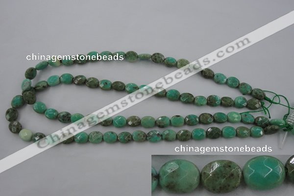 CAG3930 15.5 inches 8*10mm faceted oval green grass agate beads