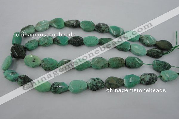 CAG3940 15.5 inches 13*19mm faceted freeform green grass agate beads