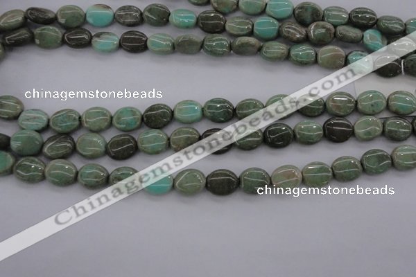 CAG3942 15.5 inches 8*10mm oval green grass agate beads
