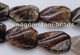 CAG4111 15.5 inches 18*25mm twisted rectangle dragon veins agate beads