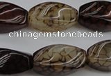 CAG4155 15.5 inches 13*25mm twisted rice dragon veins agate beads