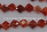 CAG4261 15.5 inches 8*8mm faceted diamond natural fire agate beads
