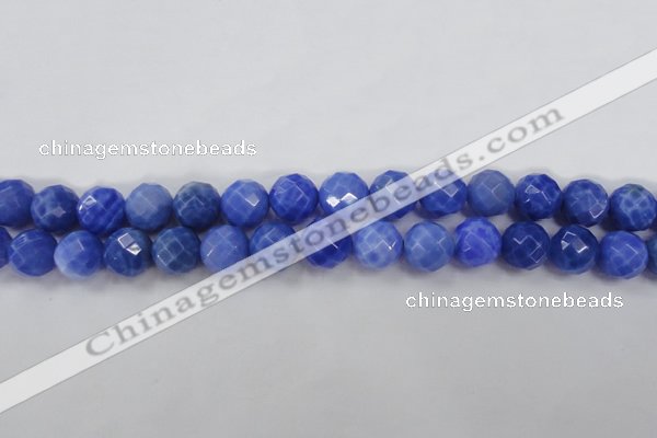 CAG4313 15.5 inches 10mm faceted round dyed blue fire agate beads