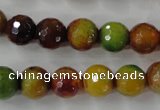 CAG4520 15.5 inches 10mm faceted round fire crackle agate beads
