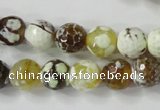 CAG4523 15.5 inches 10mm faceted round fire crackle agate beads