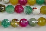 CAG4531 15.5 inches 10mm faceted round fire crackle agate beads