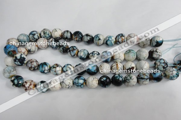 CAG4561 15.5 inches 14mm faceted round fire crackle agate beads
