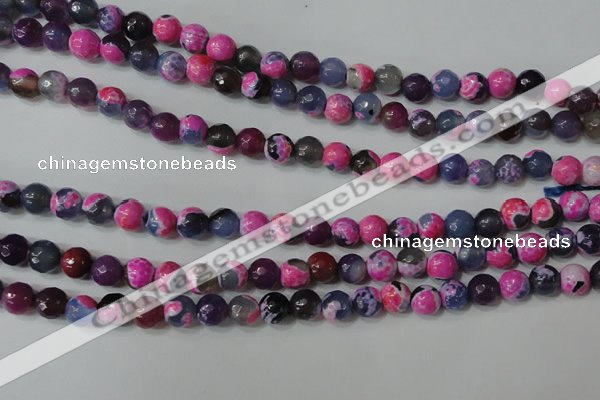 CAG4634 15.5 inches 6mm faceted round fire crackle agate beads