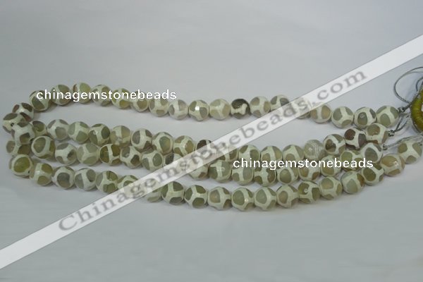 CAG4816 15 inches 10mm faceted round tibetan agate beads wholesale