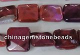 CAG4874 15 inches 14*14mm faceted square fire crackle agate beads