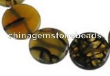 CAG50 14 inches coin 25mm dragon veins agate beads wholesale