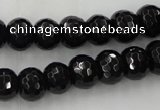 CAG5069 15.5 inches 7*11mm faceted rondelle black agate beads