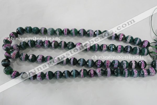 CAG5146 15 inches 10mm faceted round tibetan agate beads wholesale