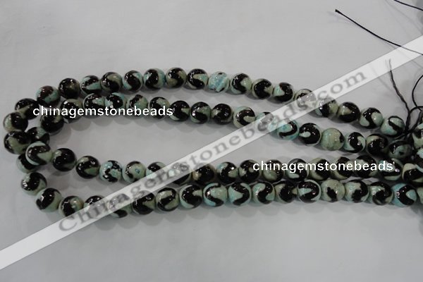 CAG5161 15 inches 10mm faceted round tibetan agate beads wholesale