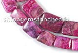 CAG523 Multi sizes rectangle fuchsia crazy lace agate beads wholesale