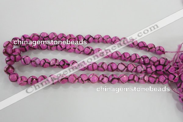 CAG5348 15.5 inches 10mm faceted round tibetan agate beads wholesale