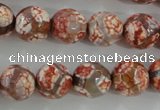 CAG5359 15.5 inches 12mm faceted round tibetan agate beads wholesale