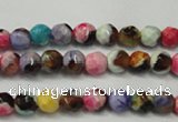 CAG5661 15 inches 4mm faceted round fire crackle agate beads