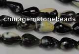 CAG5712 15 inches 8*12mm faceted teardrop fire crackle agate beads
