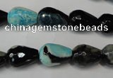 CAG5717 15 inches 10*14mm faceted teardrop fire crackle agate beads