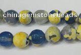 CAG5805 15 inches 10mm faceted round fire crackle agate beads