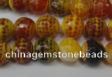 CAG5817 15 inches 10mm faceted round fire crackle agate beads