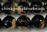 CAG5860 15 inches 16mm faceted round fire crackle agate beads