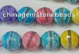 CAG5892 15 inches 12mm faceted round tibetan agate beads wholesale